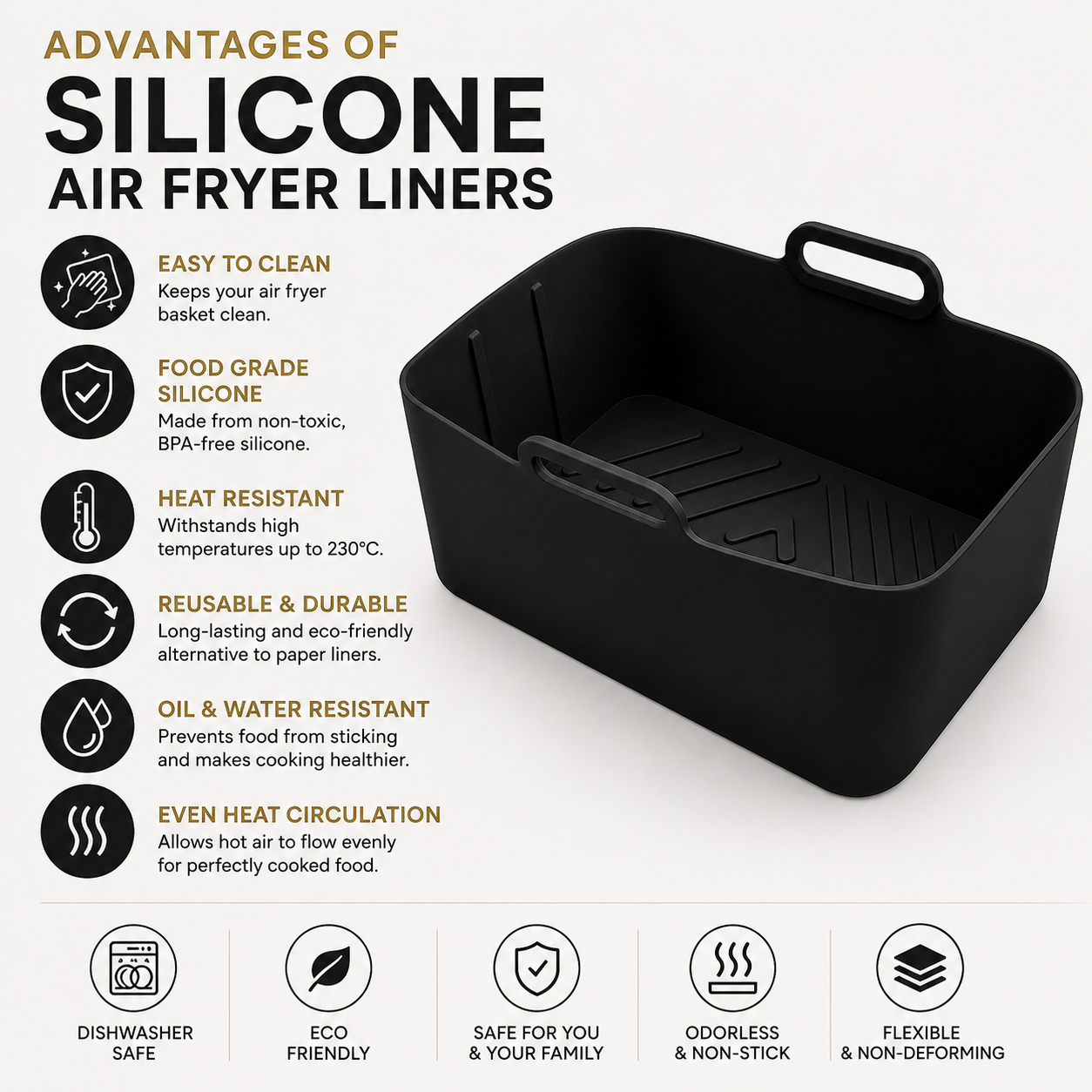 1pc rectangle silicon air fryer liners