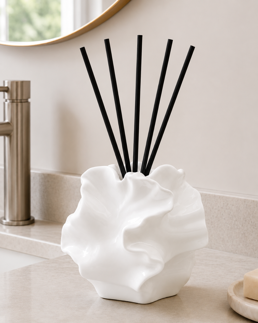 White Ceramic Flower Reed Diffuser Vase