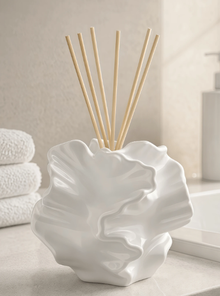 White Ceramic Flower Reed Diffuser Vase