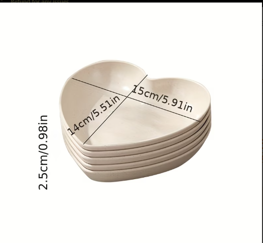 5pcs Plastic Heart-Shaped Plates