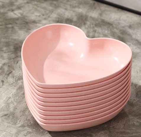 5pcs Plastic Heart-Shaped Plates
