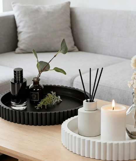 Elegant Fluted Oval Decorative Tray