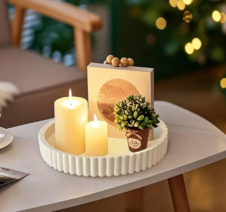 Elegant Fluted Oval Decorative Tray