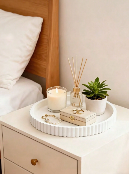 Elegant Fluted Oval Decorative Tray
