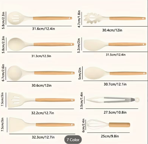 10pcs/set Silicone Cooking Utencils